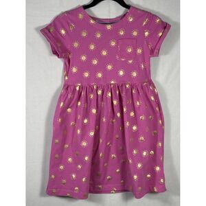 Mini‎ Boden Fun Jersey Dress Tickled Pink Gold Suns Size 11-12Y